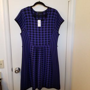 Lane Bryant 14/16 Blue /Black Houndstooth Dress